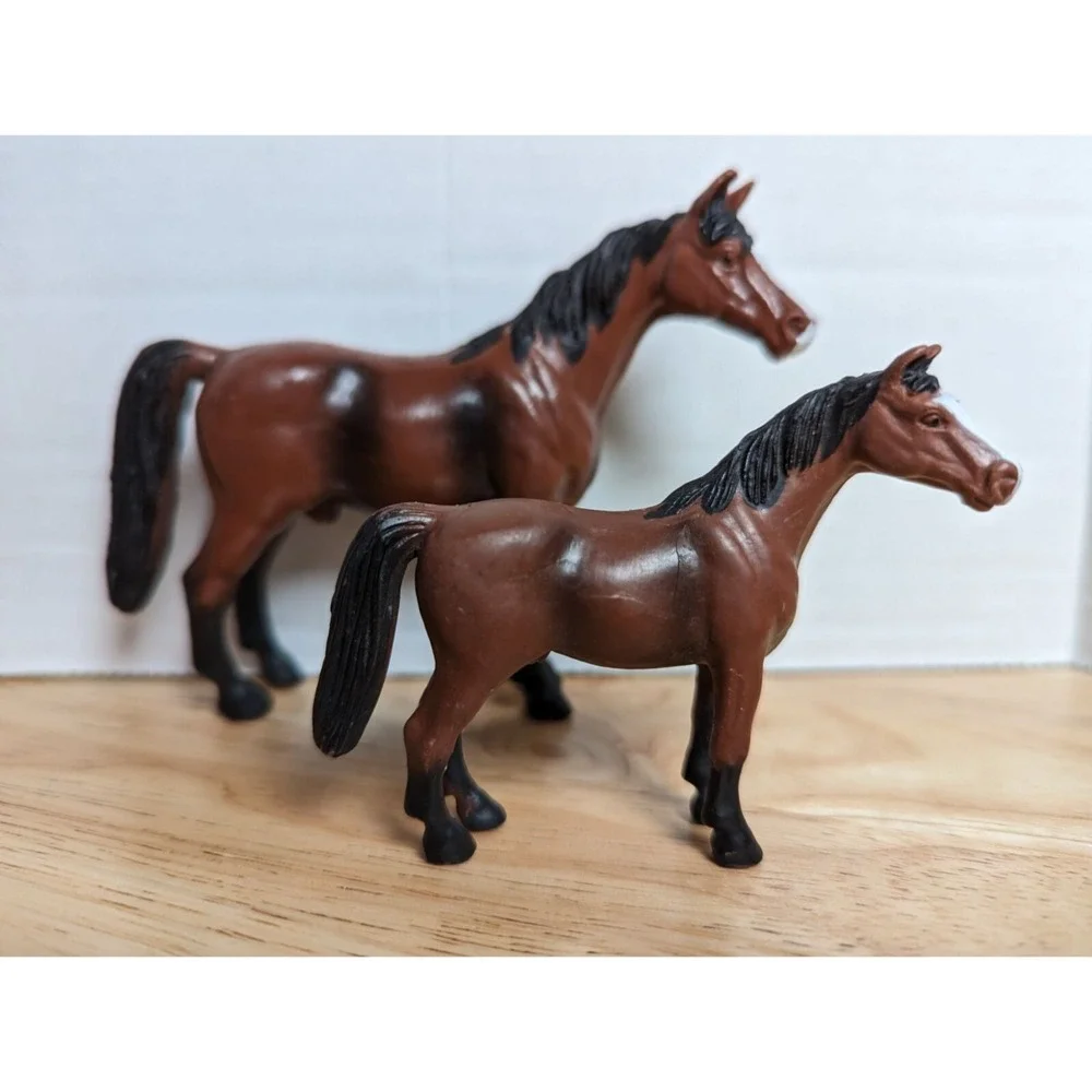 hard pvc plastic Lot 2 Male Horse & baby‎ boy Blaze nose brown German arabian